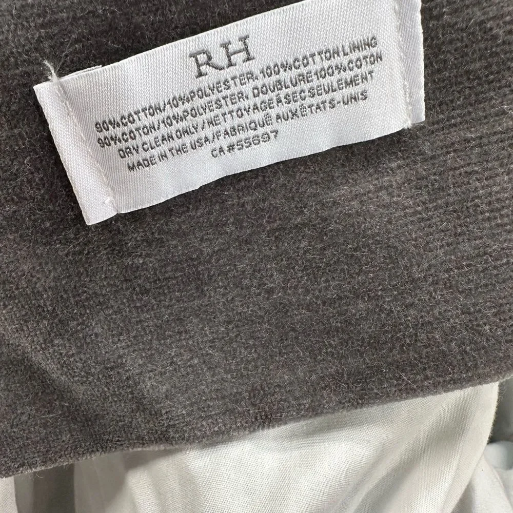 RH Restoration Hardware Vintage Velvet French Pleat Drapes Grey 46x108